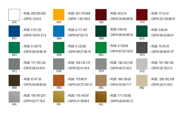 Преобразования цветов Oracal 641 в RGB и CMYK